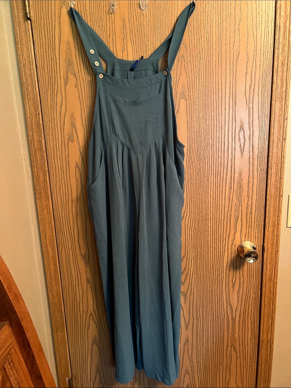 Women’s Teal Wide-Leg Jumpsuit with Adjustable Straps XL